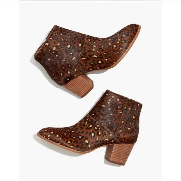 Madewell Becca Bootie Rich Brown Multi Haircalf 6.5 M